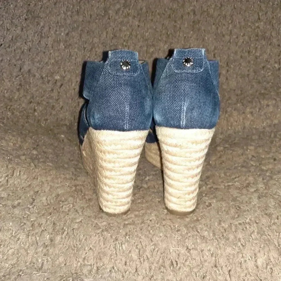 MICHAEL KORS-Berkley-Blue Denim Fabric Wedge-Espadrilles-Sz 5-Excellent - Picture 5 of 7